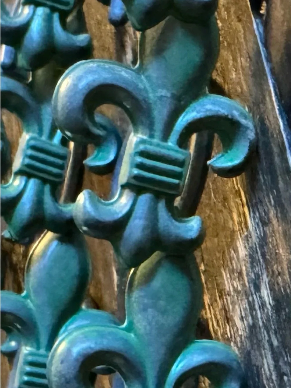 Patina Green Fleur-de-Lis shower curtain hooks